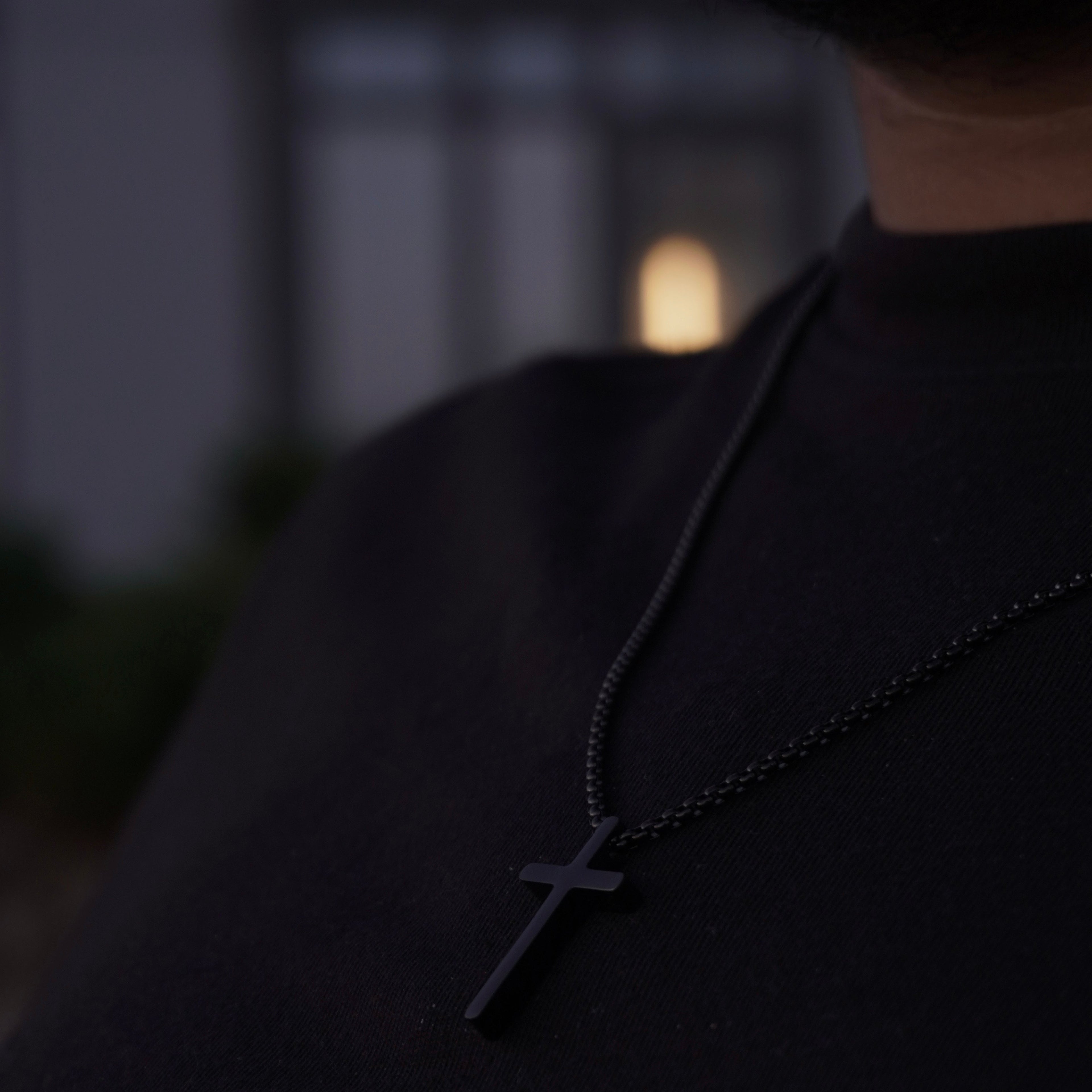 The Essential Cross Black Stainless Steel Necklace