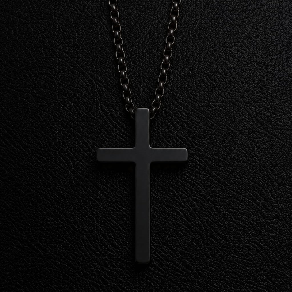 The Essential Cross Black Stainless Steel Necklace