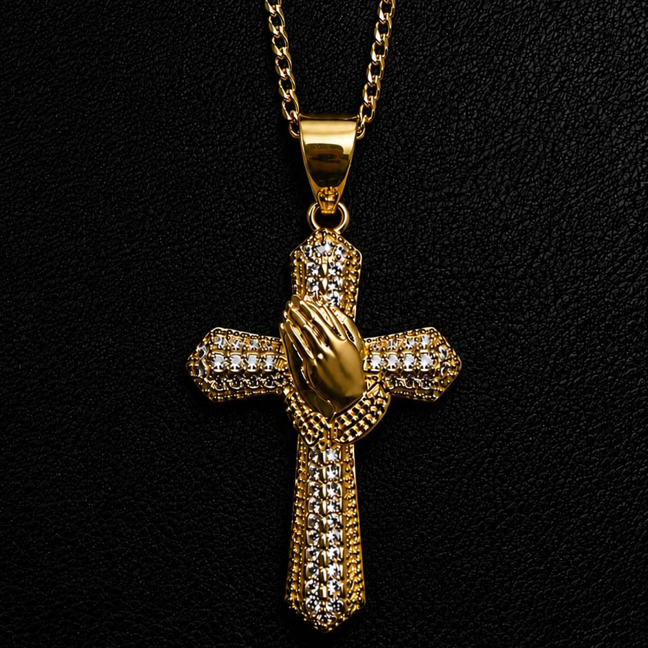 Praying Hands Cross Necklace